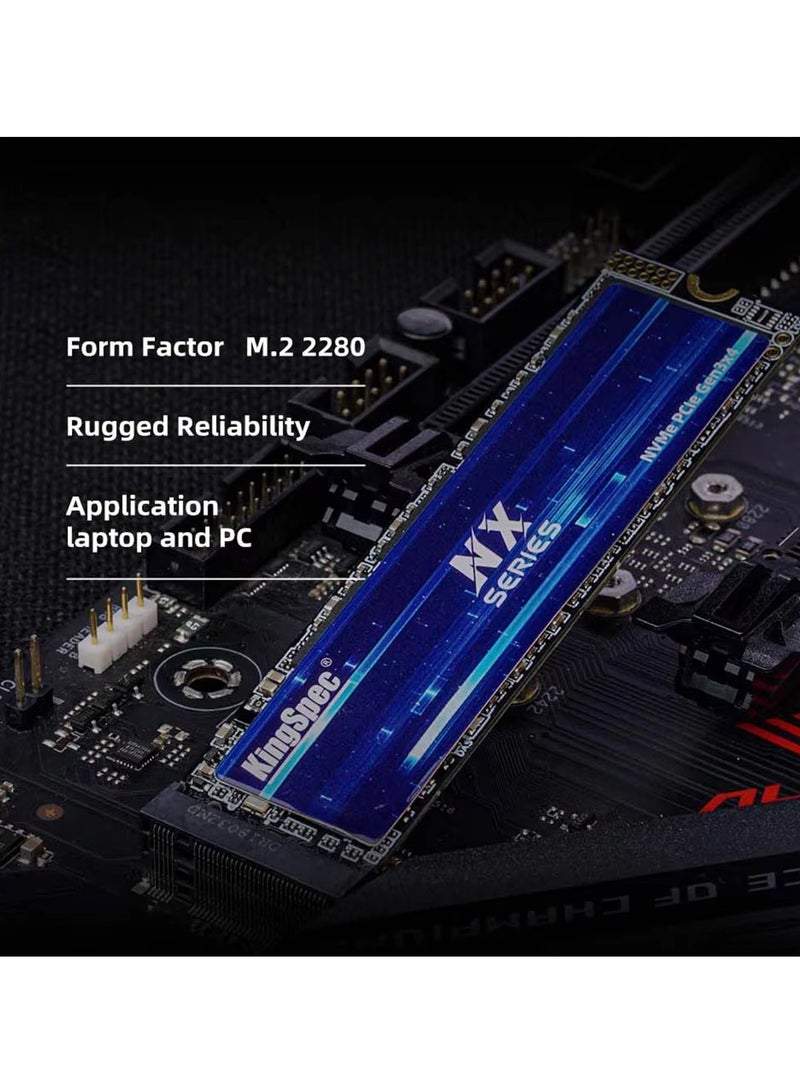 كينجس بيك محرك أقراص الحالة الصلبة الداخلي KingSpec NX Series 512GB Gen3x4 NVMe M.2 SSD، ذاكرة فلاش NAND ثلاثية الأبعاد M2 2280، لأجهزة الكمبيوتر المكتبية والمحمولة - Image 4